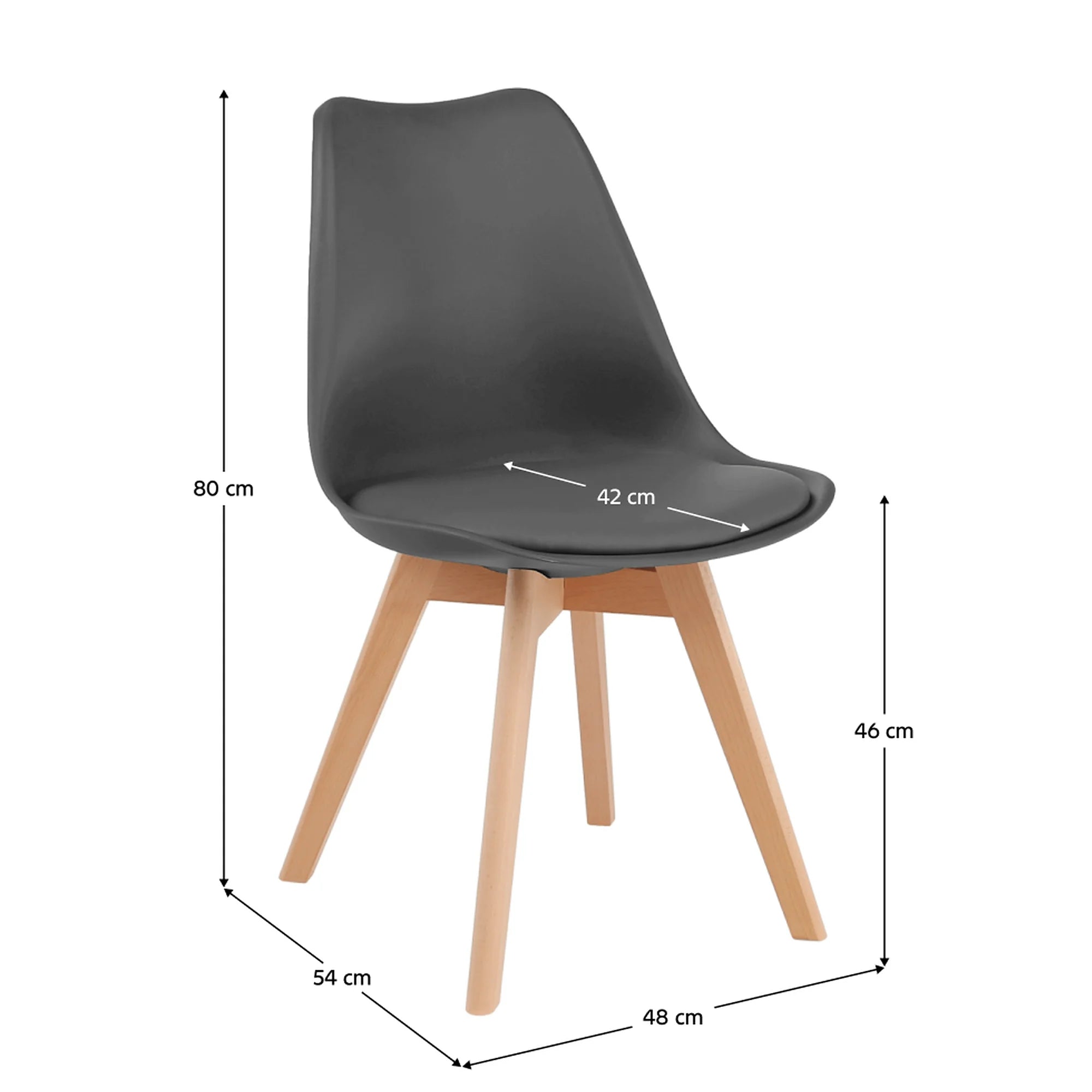 Scaun BALI 2 NEW, gri/fag, piele ecologica/plastic/lemn, 48x56x81 cm