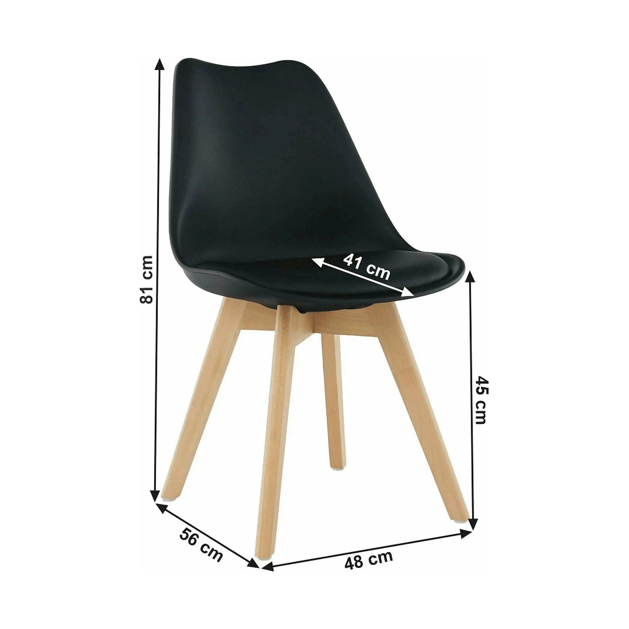 Scaun BALI 2 NEW, negru/fag, piele ecologica/plastic/lemn, 48x56x81 cm
