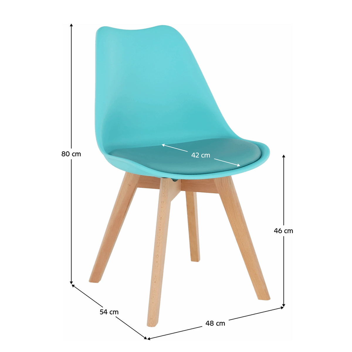 Scaun BALI NEW, mentol/fag, piele ecologica/plastic/lemn, 48x56x81 cm