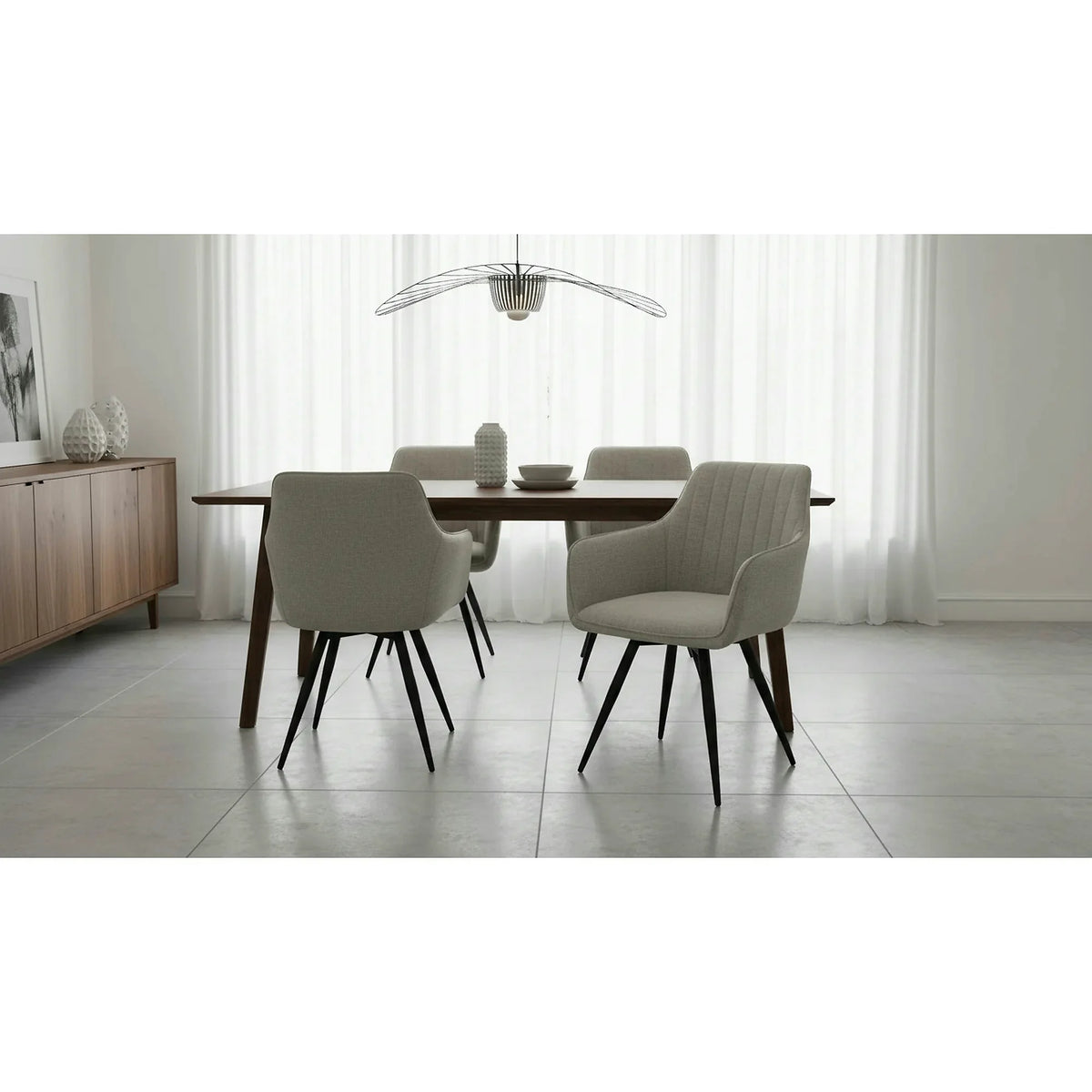 Scaun BALLO, bej deschis/negru, stofa clasica/metal, 56x58x84 cm