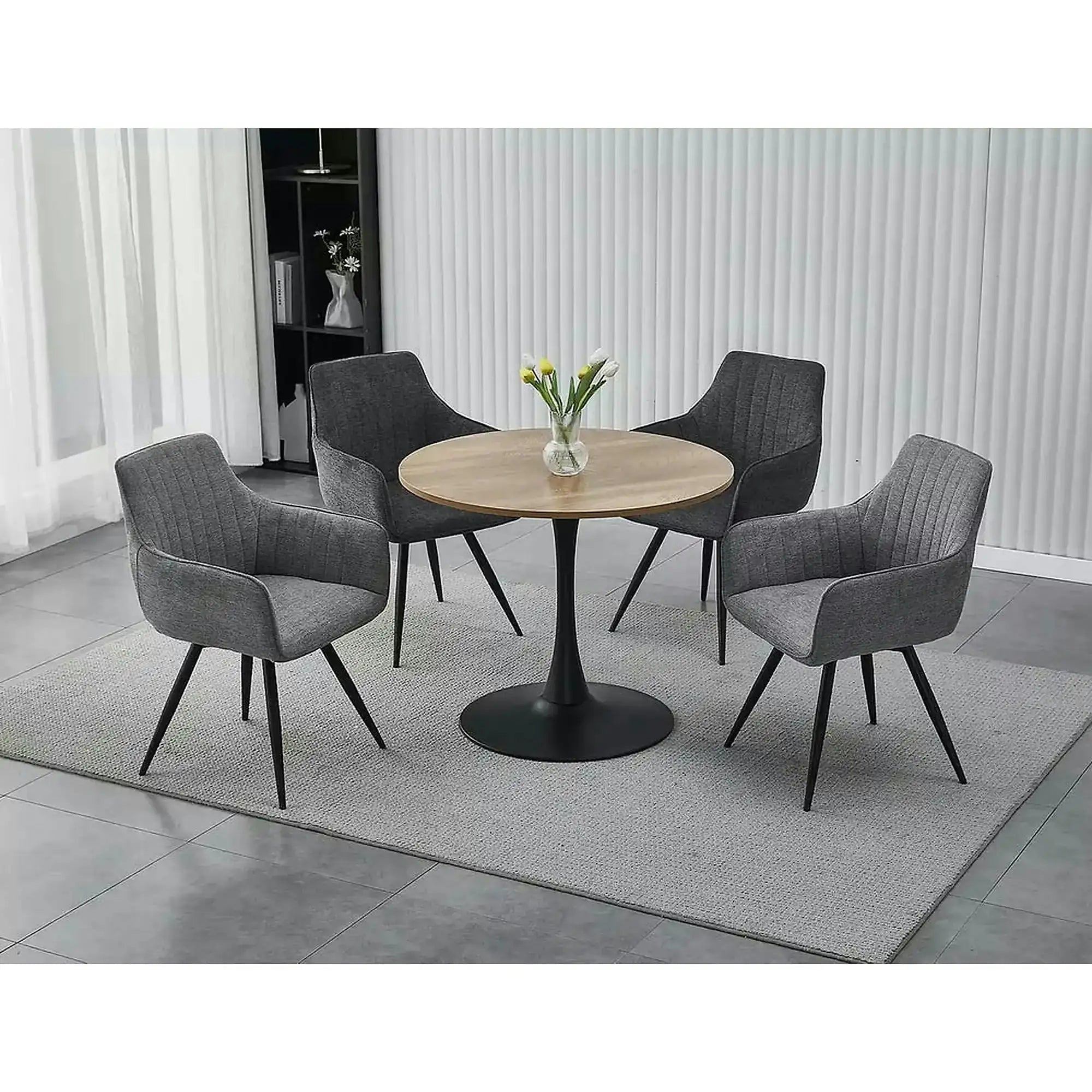 Scaun BALLO, gri inchis/negru, stofa clasica/metal, 56x45x84 cm