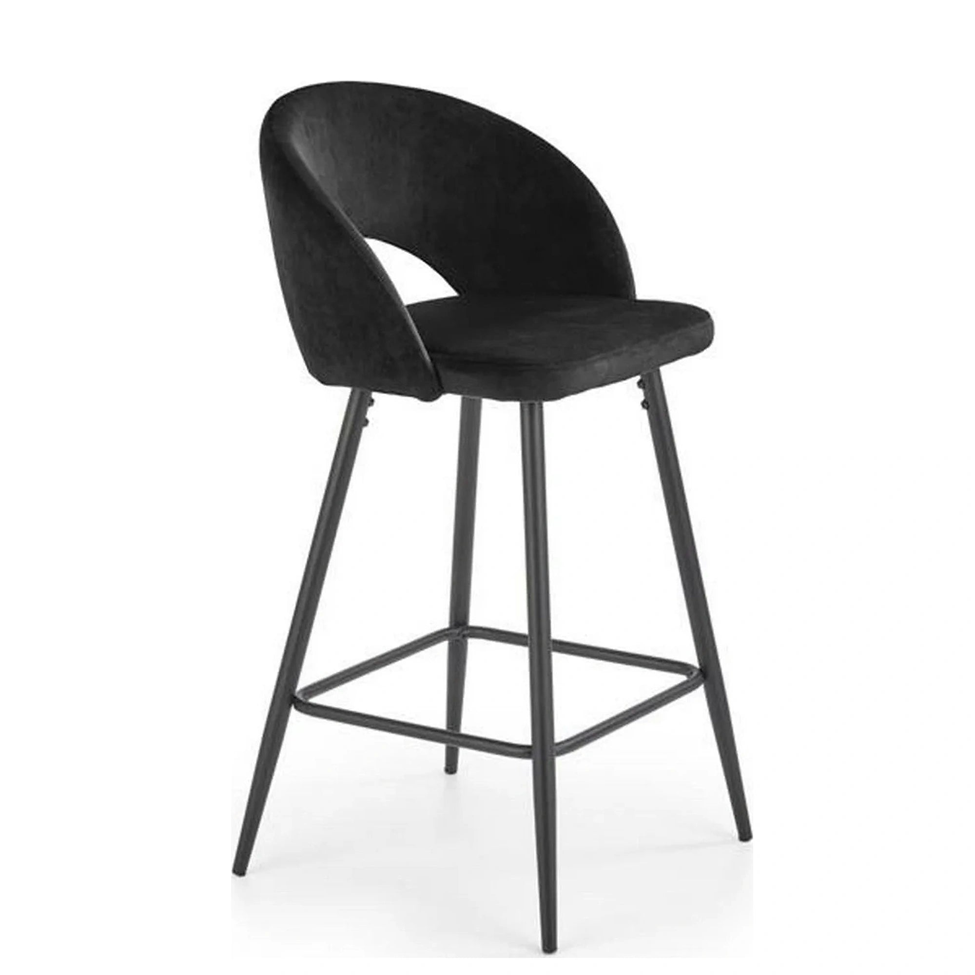 Scaun bar 65 cm H96, negru - HLR 66, stofa catifelata/otel