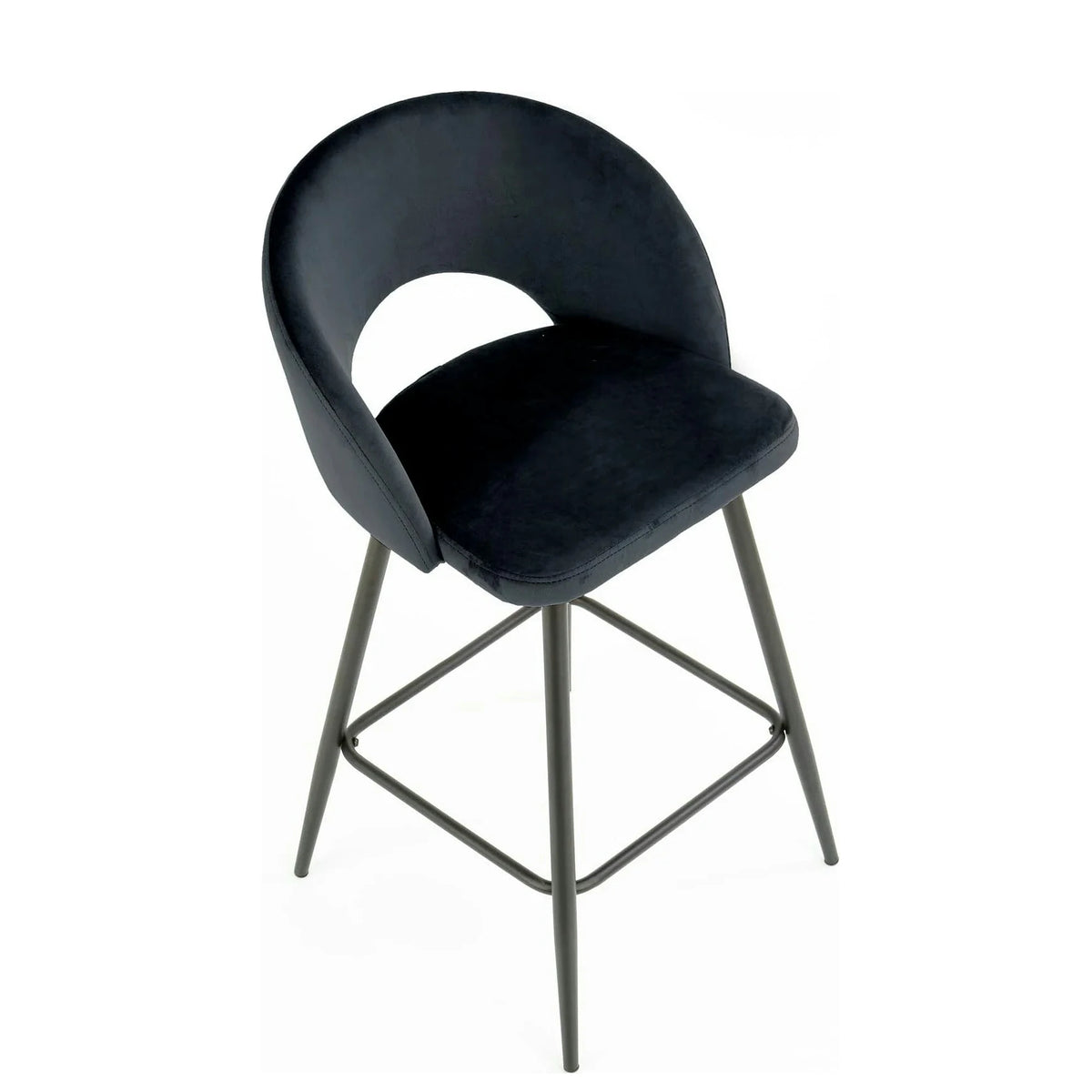Scaun bar 65 cm H96, negru - HLR 66, stofa catifelata/otel