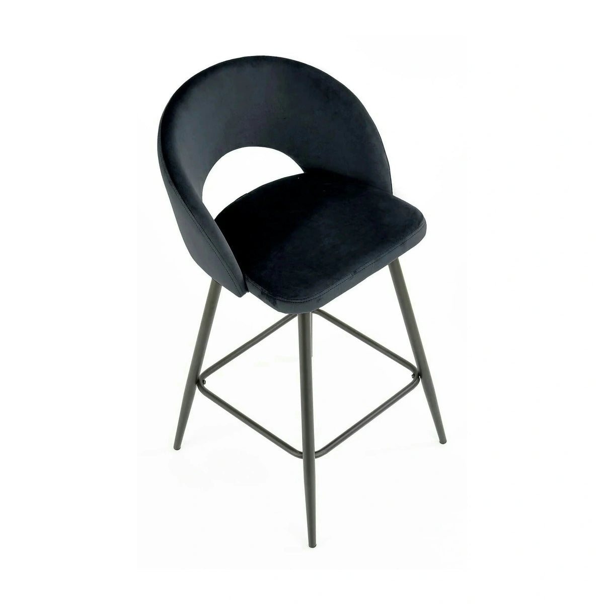 Scaun bar 65 cm H96, negru - HLR 66, stofa catifelata/otel