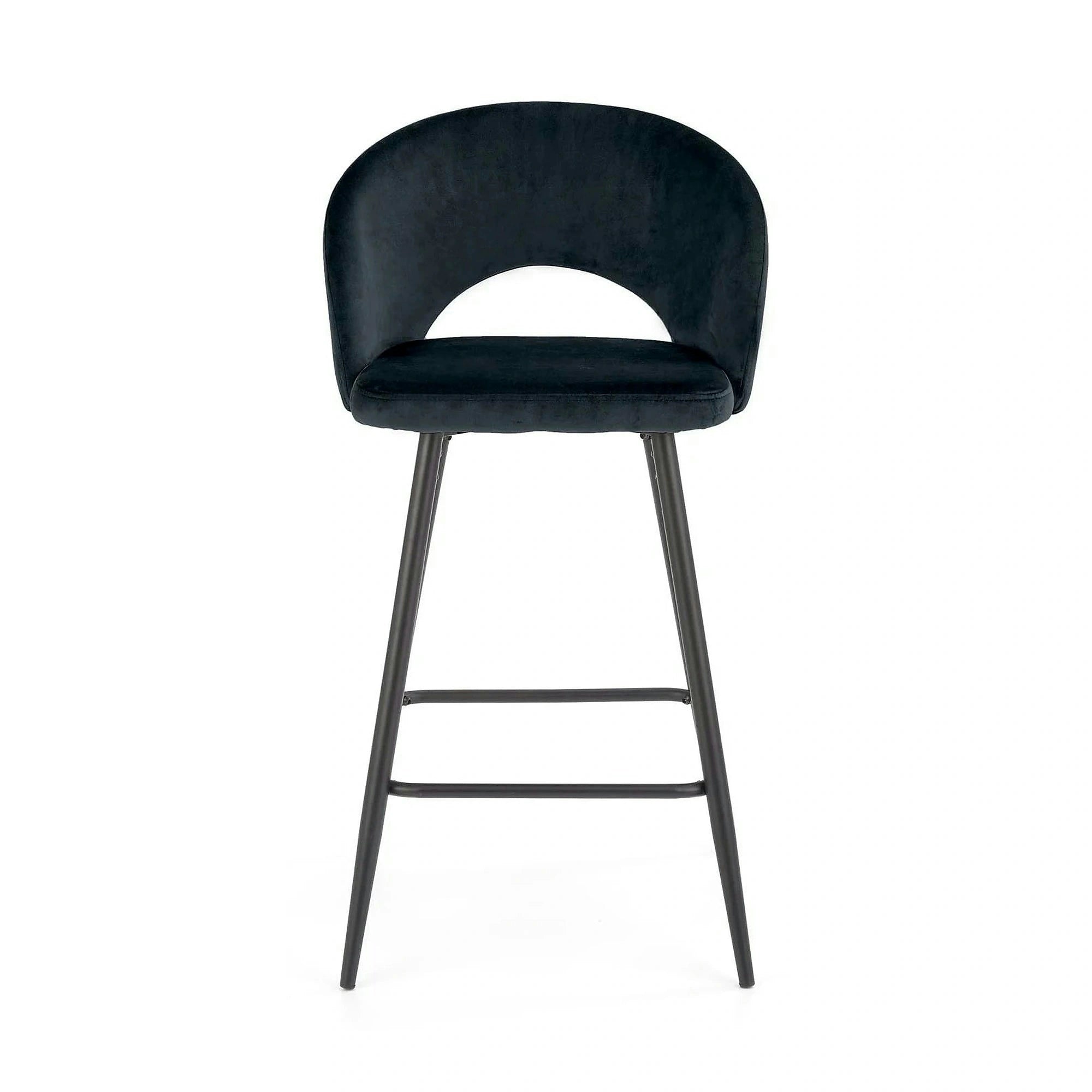 Scaun bar 65 cm H96, negru - HLR 66, stofa catifelata/otel