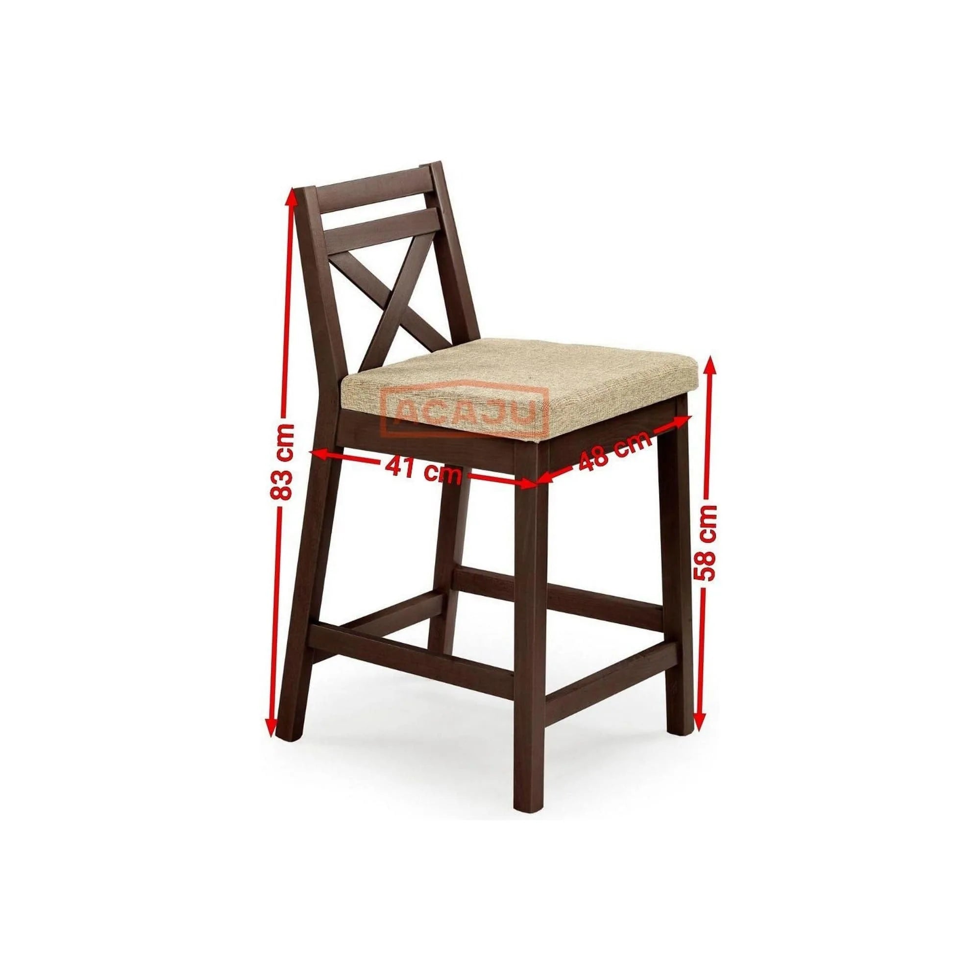 Scaun bar BORYS, bej/nuc inchis, stofa clasica/lemn, 41x48x83 cm