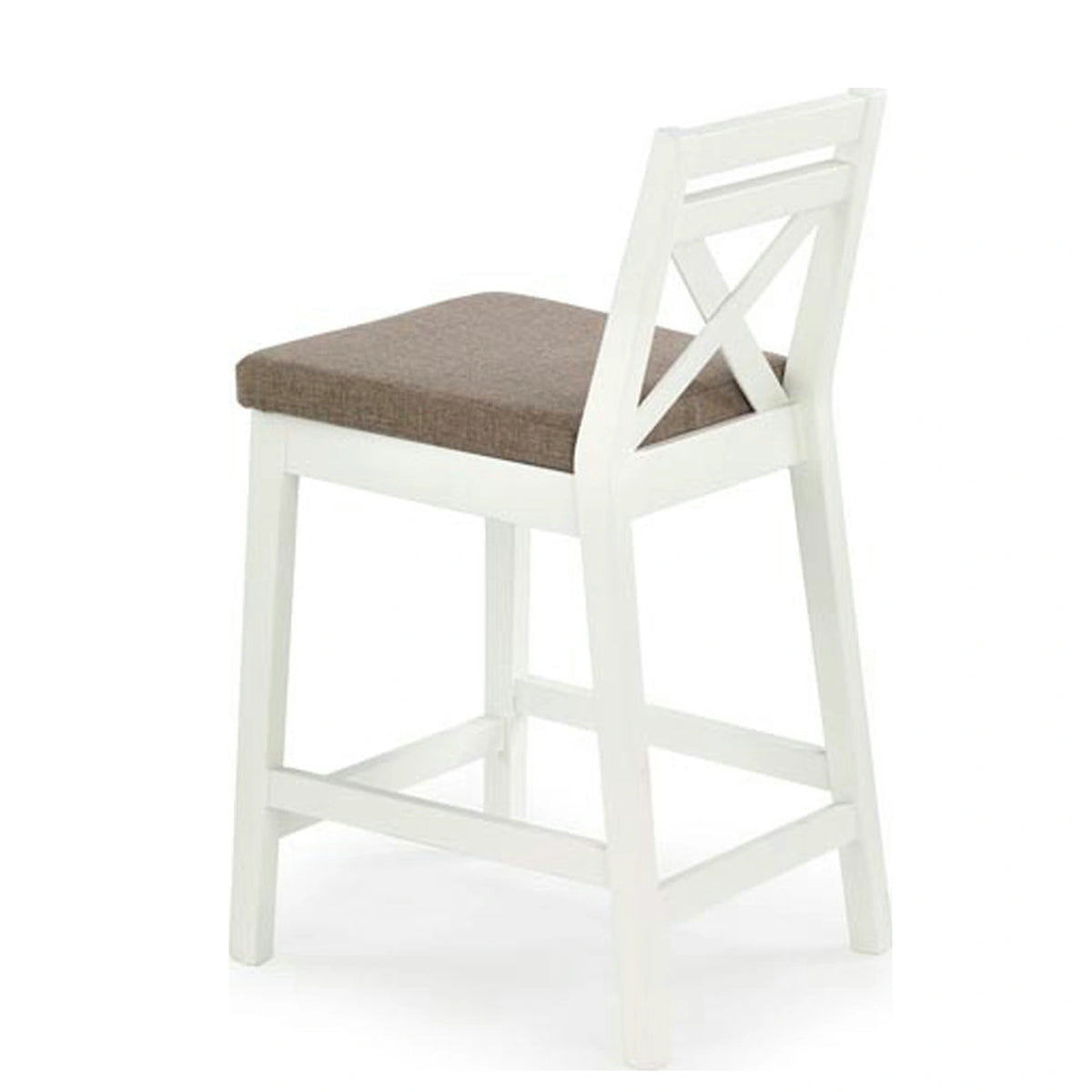 Scaun bar BORYS LOW, bej - Inari 23/alb, stofa/lemn, 41x48x83 cm