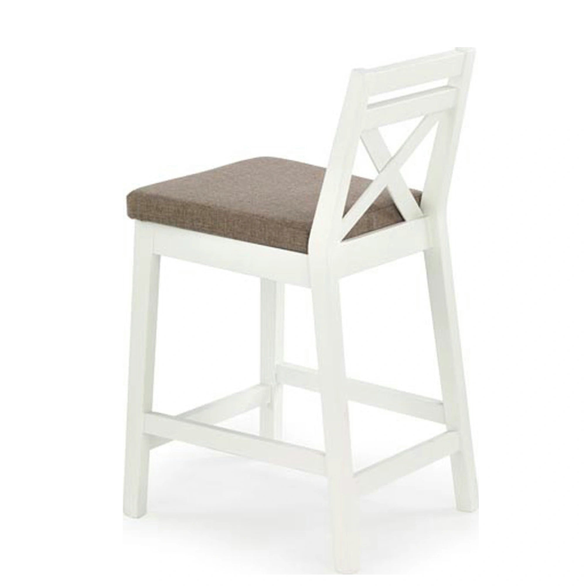 Scaun bar BORYS LOW, bej - Inari 23/alb, stofa/lemn, 41x48x83 cm
