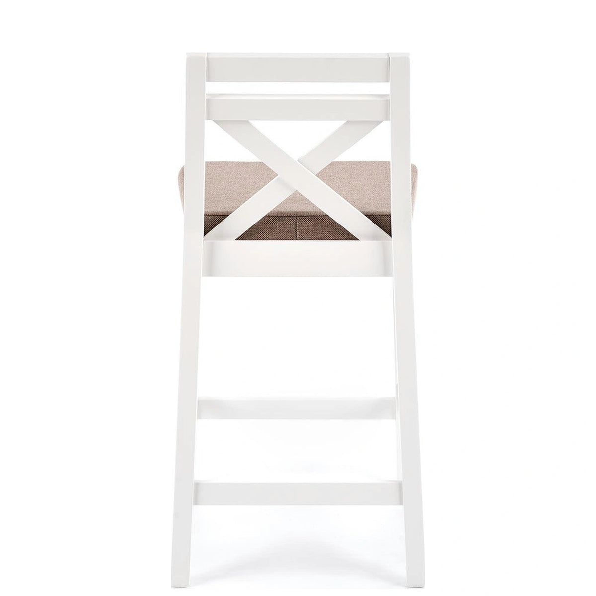 Scaun bar BORYS LOW, bej - Inari 23/alb, stofa/lemn, 41x48x83 cm