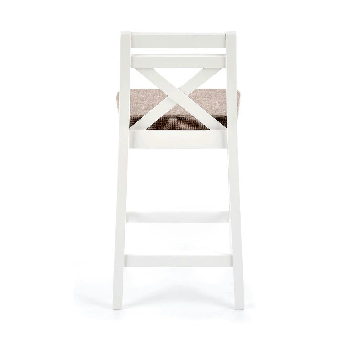 Scaun bar BORYS LOW, bej - Inari 23/alb, stofa/lemn, 41x48x83 cm