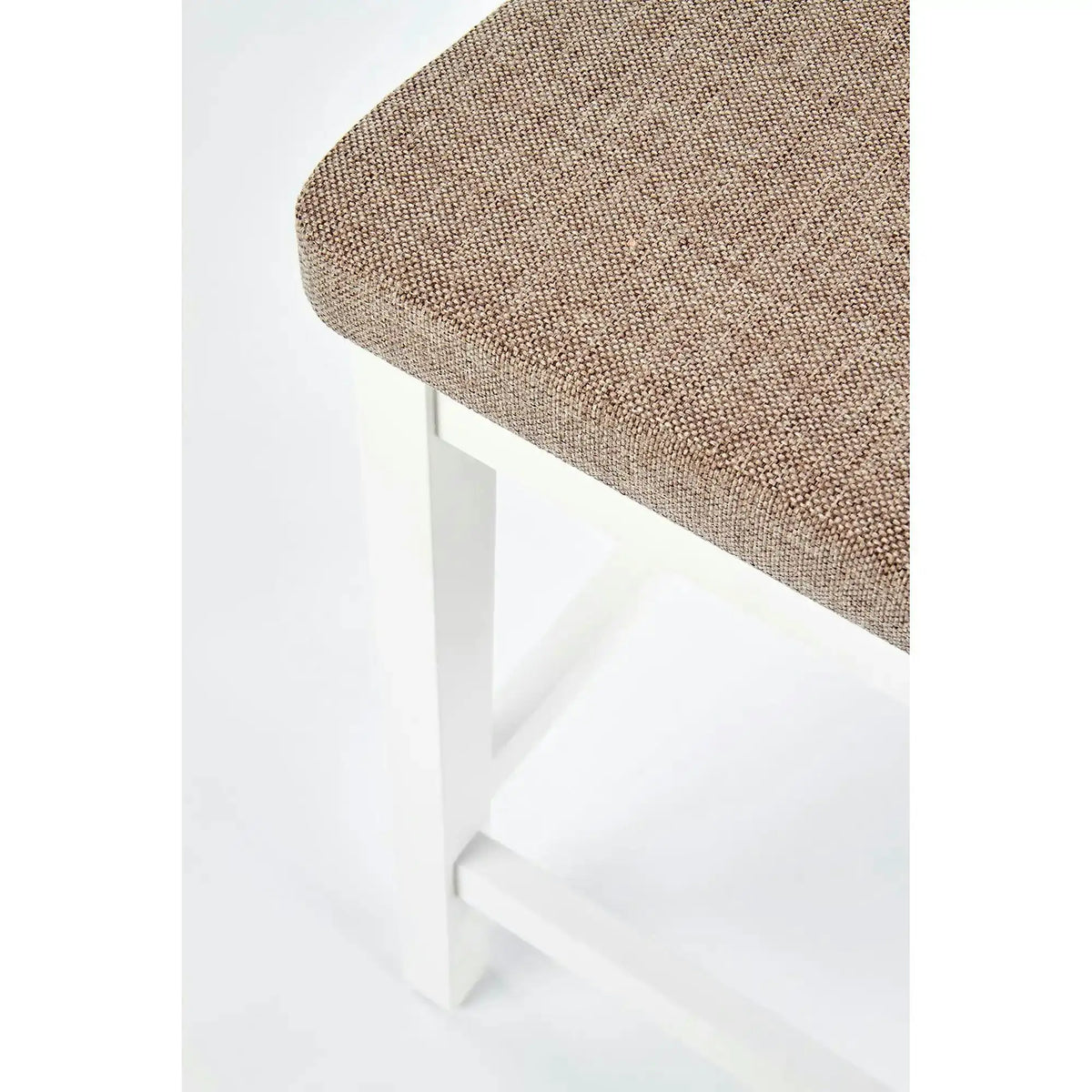 Scaun bar BORYS LOW, bej - Inari 23/alb, stofa/lemn, 41x48x83 cm