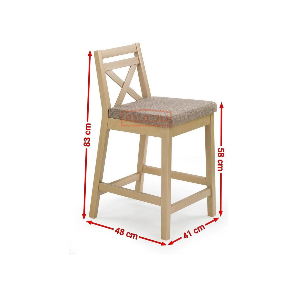 Scaun bar BORYS LOW, bej - Inari 23, stofa clasica, 41x48x83 cm
