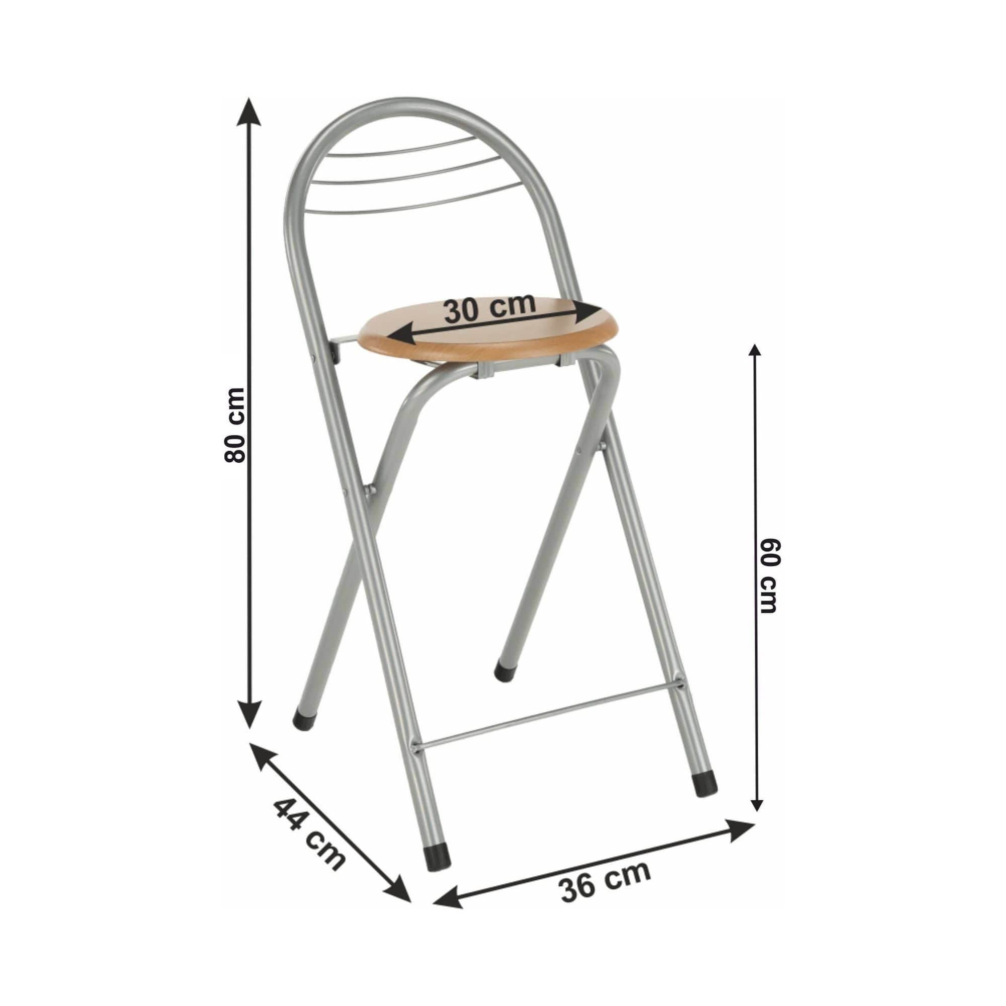 Scaun bar BOXER, stejar/aluminiu, 36x44x80 cm