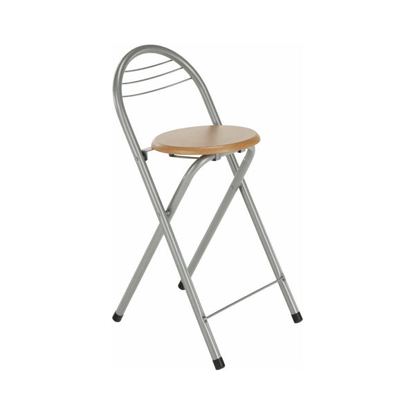 Scaun bar BOXER, stejar/aluminiu, 36x44x80 cm