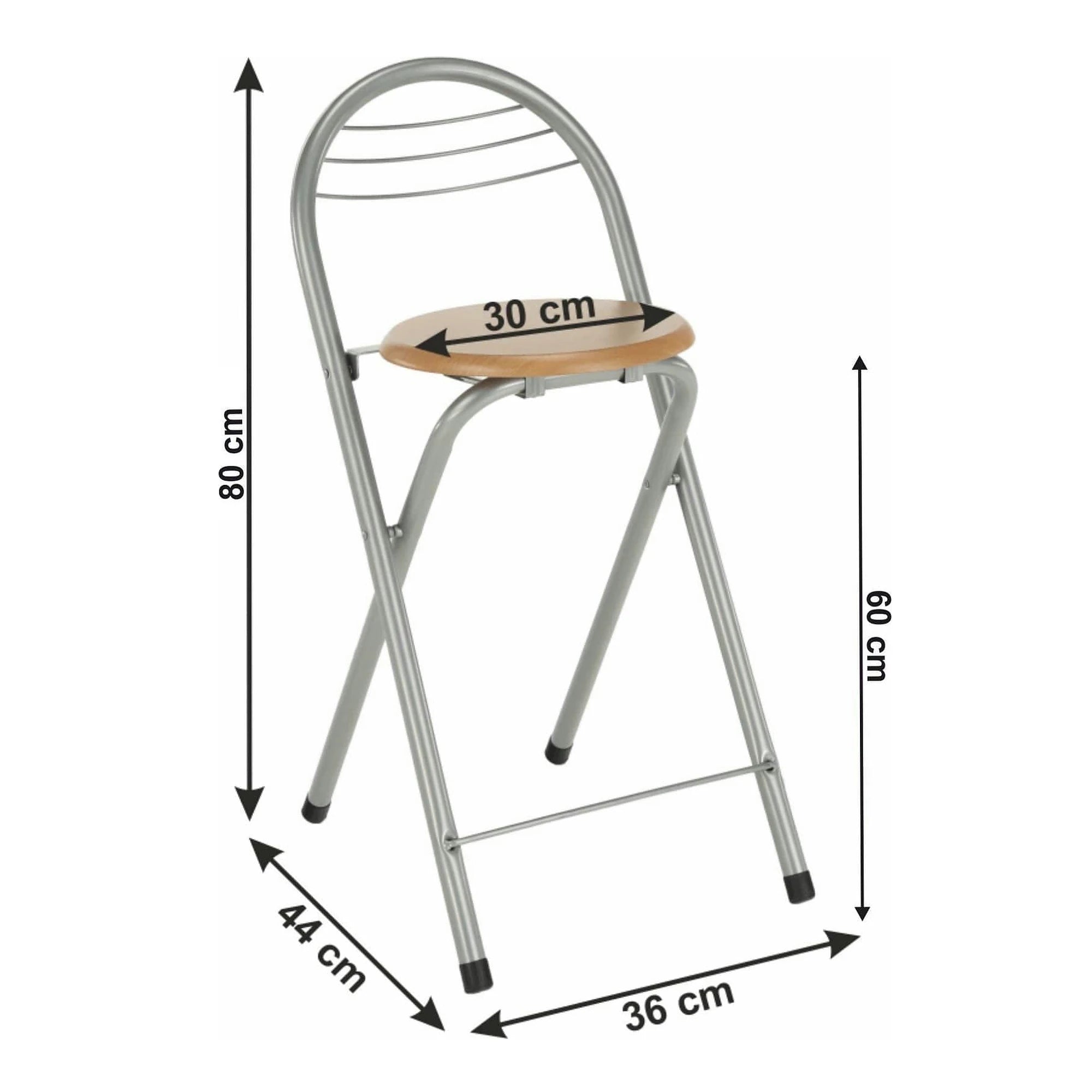 Scaun bar BOXER, stejar/aluminiu, 36x44x80 cm