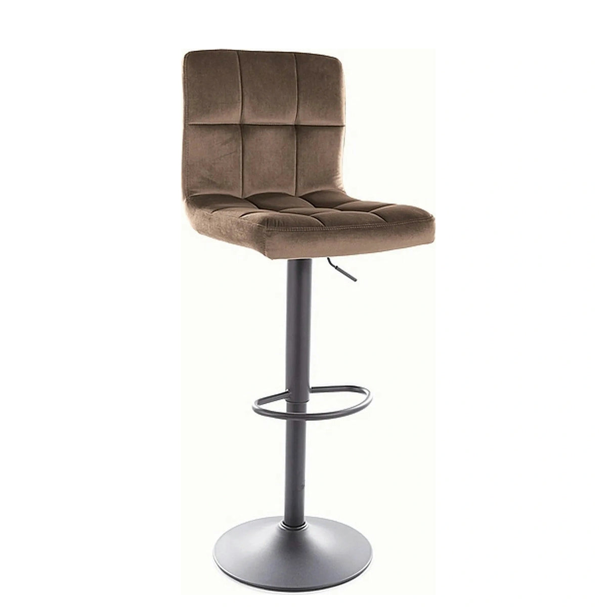 Scaun bar C105, bej inchis - Bluvel 40/negru, stofa catifelata/metal, 42x39x96/117 cm