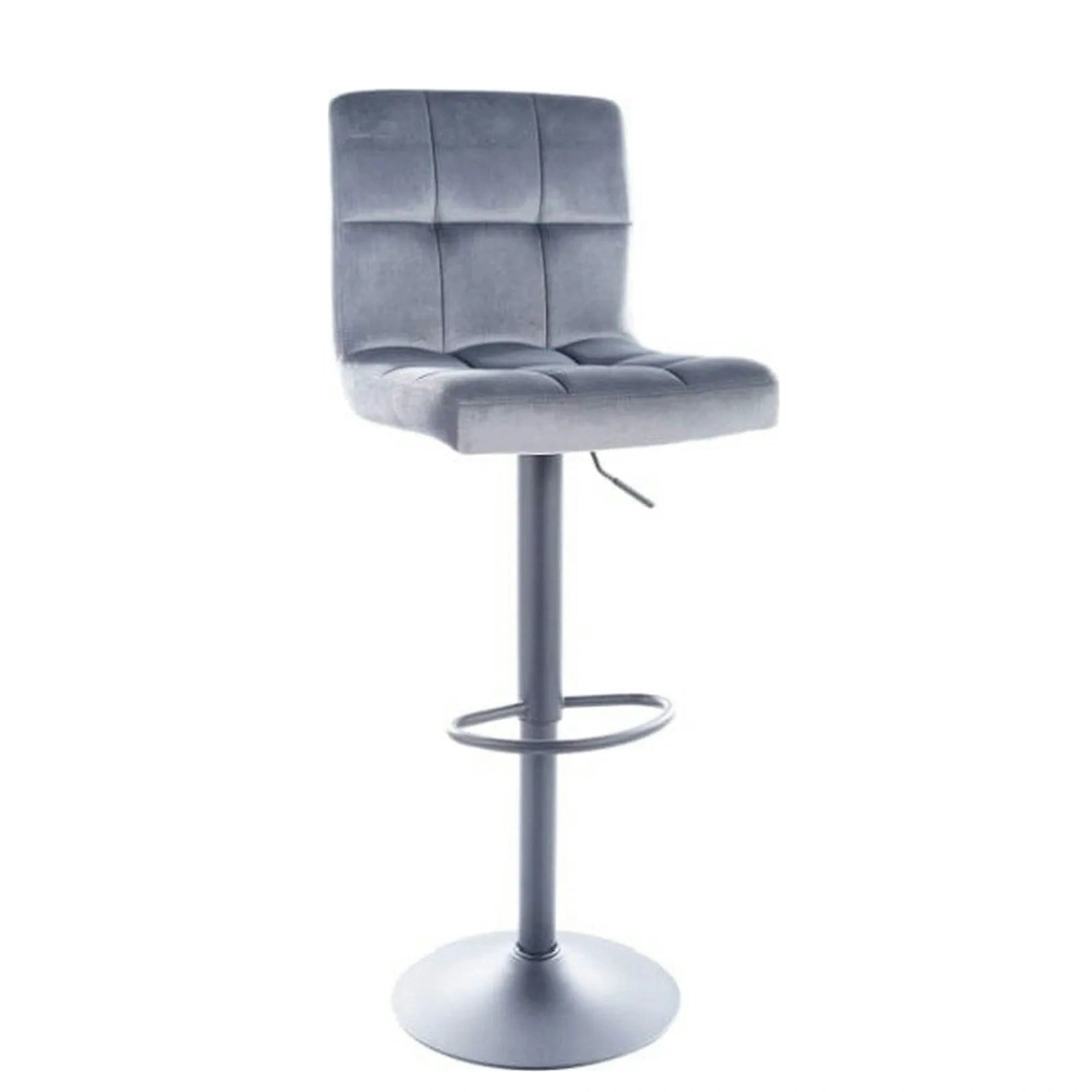 Scaun bar C105, gri/negru, stofa catifelata/metal, 42x39x96/117 cm