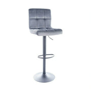 Scaun bar C105, gri/negru, stofa catifelata/metal, 42x39x96/117 cm