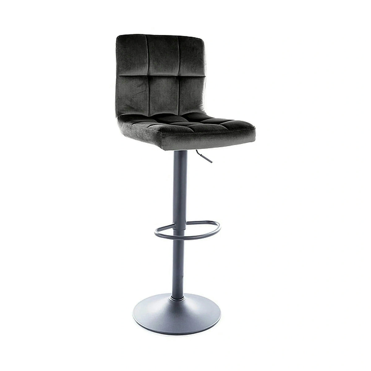 Scaun bar C105, negru - Bluvel 19, stofa catifelata/metal, 42x39x96/117 cm