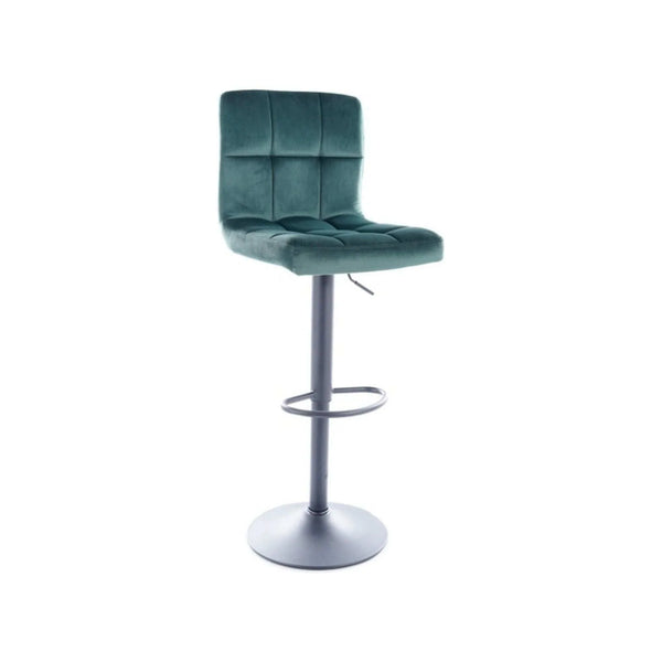 Scaun bar C105, verde/negru, stofa catifelata/metal, 42x39x96/117 cm