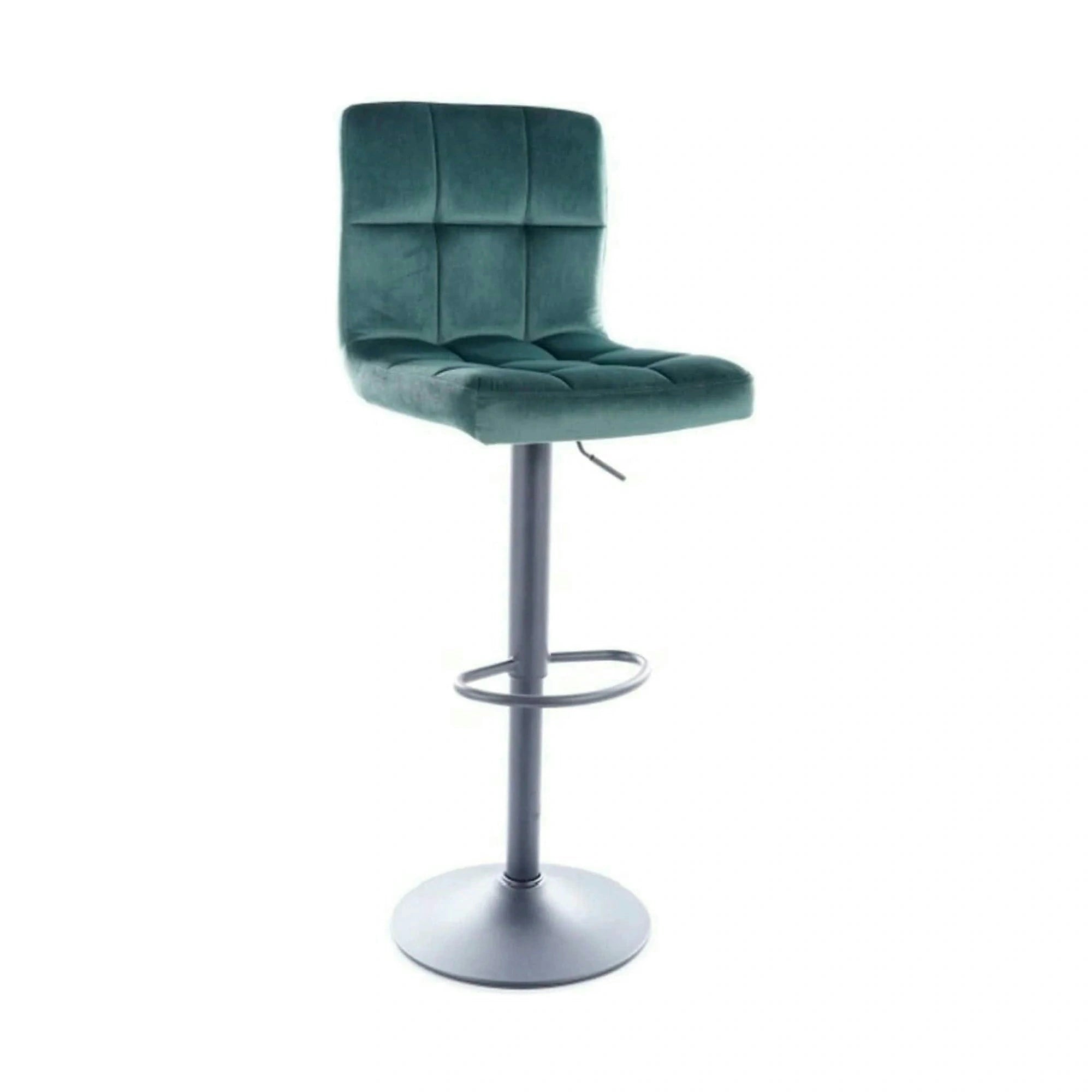 Scaun bar C105, verde/negru, stofa catifelata/metal, 42x39x96/117 cm