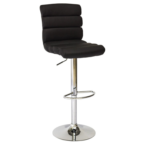 Scaun bar C617, negru/crom, piele ecologica/metal, 42x42x99/120 cm