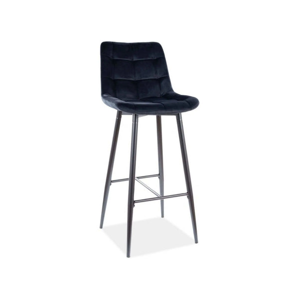 Scaun bar CHIC H-1, negru, stofa catifelata/metal, 45x37x109 cm