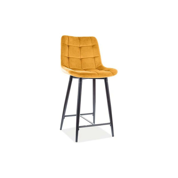 Scaun bar CHIC H-2, galben - Bluvel 68/negru, stofa catifelata/metal, 46x37x90 cm