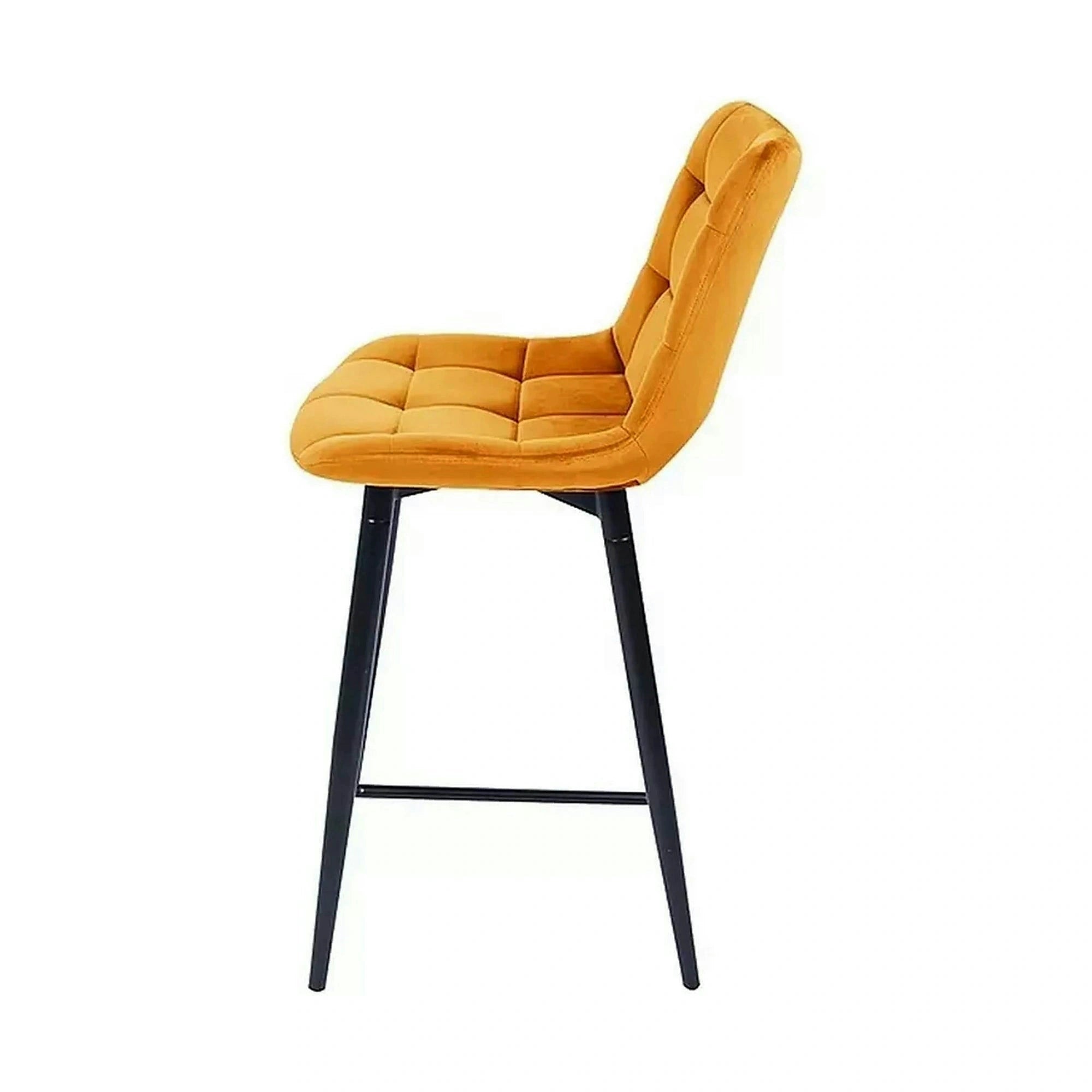 Scaun bar CHIC H-2, galben - Bluvel 68/negru, stofa catifelata/metal, 46x51x90 cm