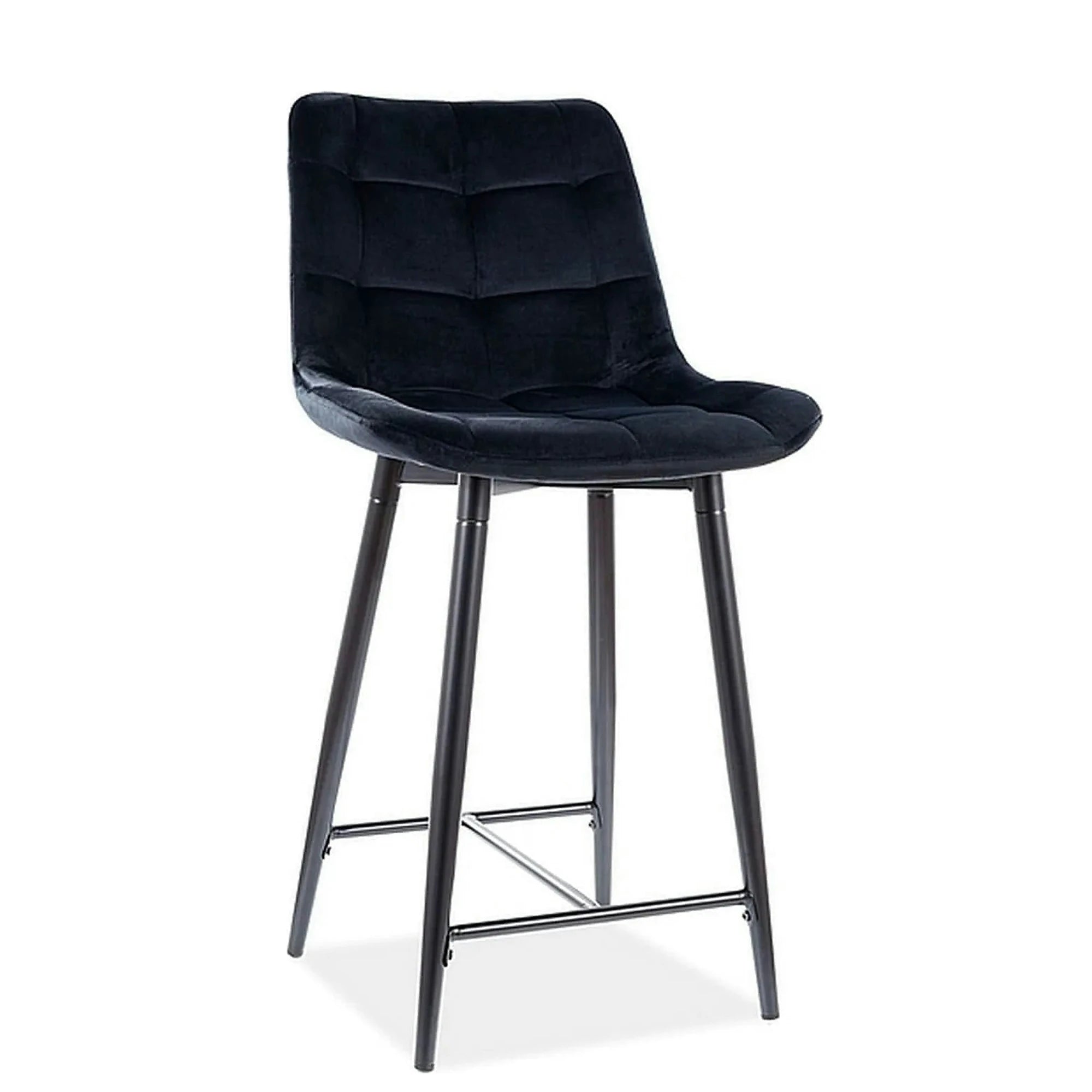 Scaun bar CHIC H-2, negru, stofa catifelata/metal, 45x37x92 cm