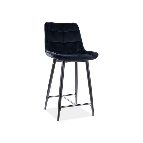 Scaun bar CHIC H-2, negru, stofa catifelata/metal, 45x37x92 cm