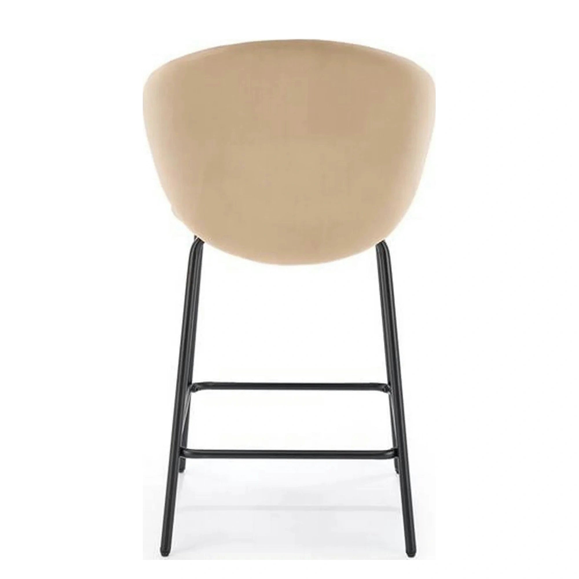 Scaun bar cu spatar inalt H121, bej - Mavel 38/negru, stofa catifelata/metal, 51x50x92 cm