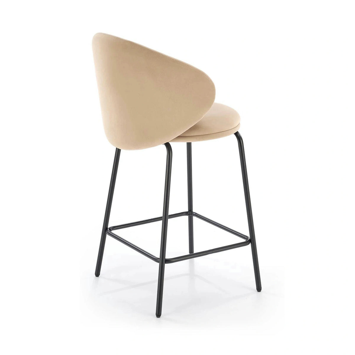 Scaun bar cu spatar inalt H121, bej - Mavel 38/negru, stofa catifelata/metal, 51x50x92 cm