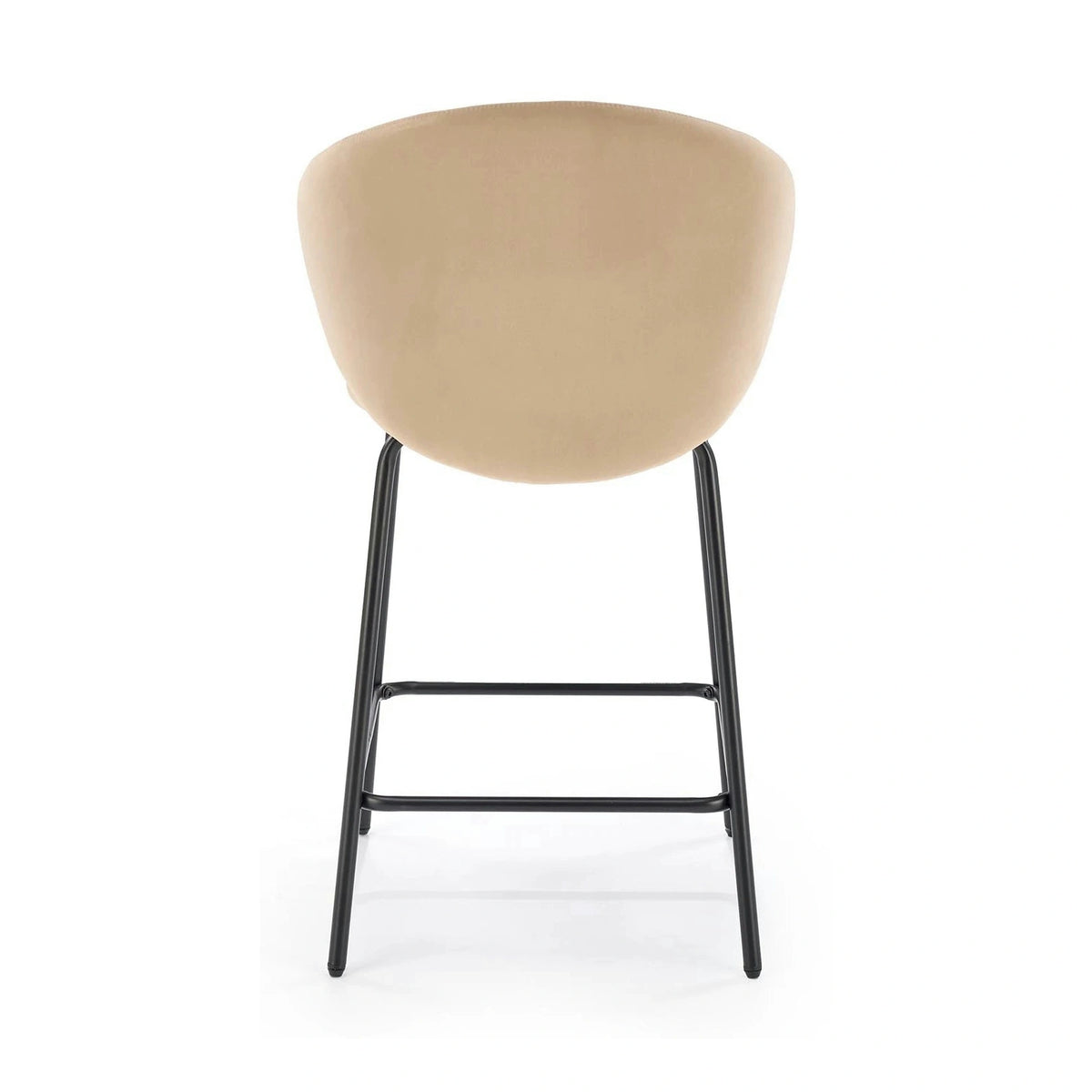 Scaun bar cu spatar inalt H121, bej - Mavel 38/negru, stofa catifelata/metal, 51x50x92 cm
