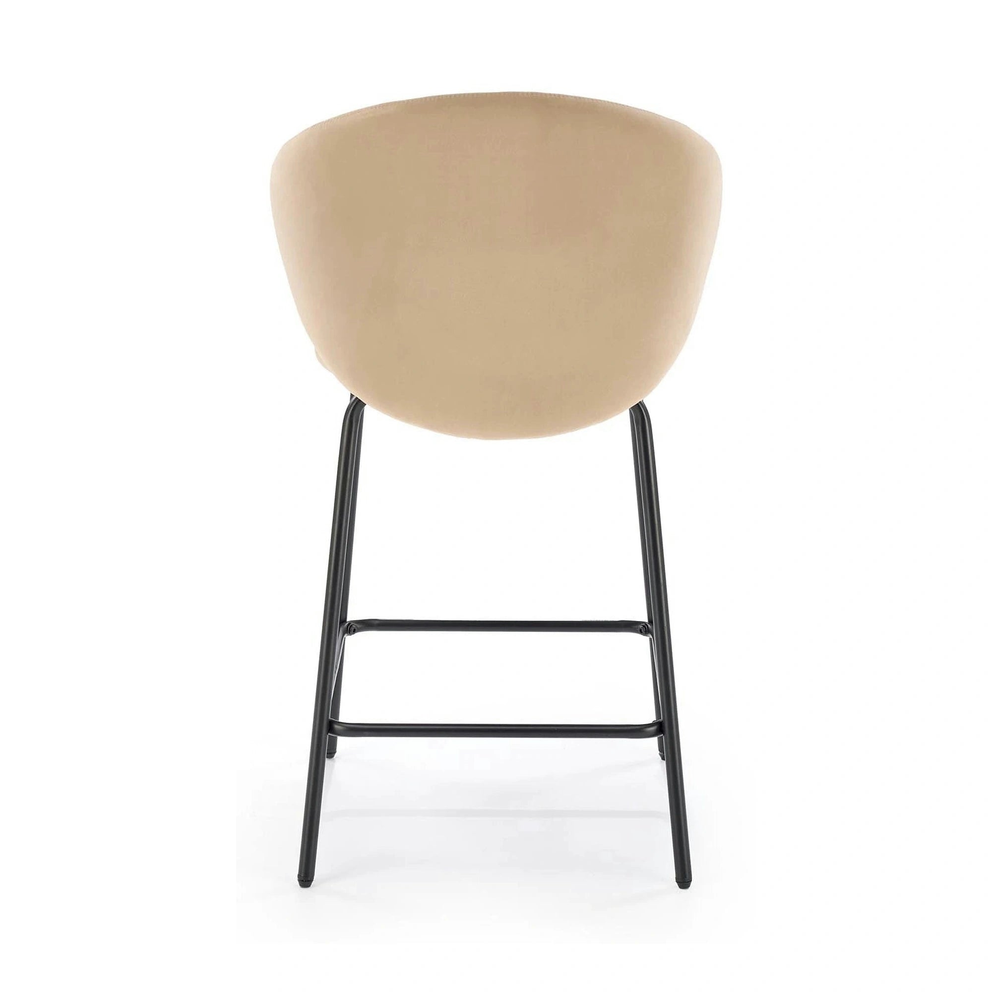Scaun bar cu spatar inalt H121, bej - Mavel 38/negru, stofa catifelata/metal, 51x50x92 cm