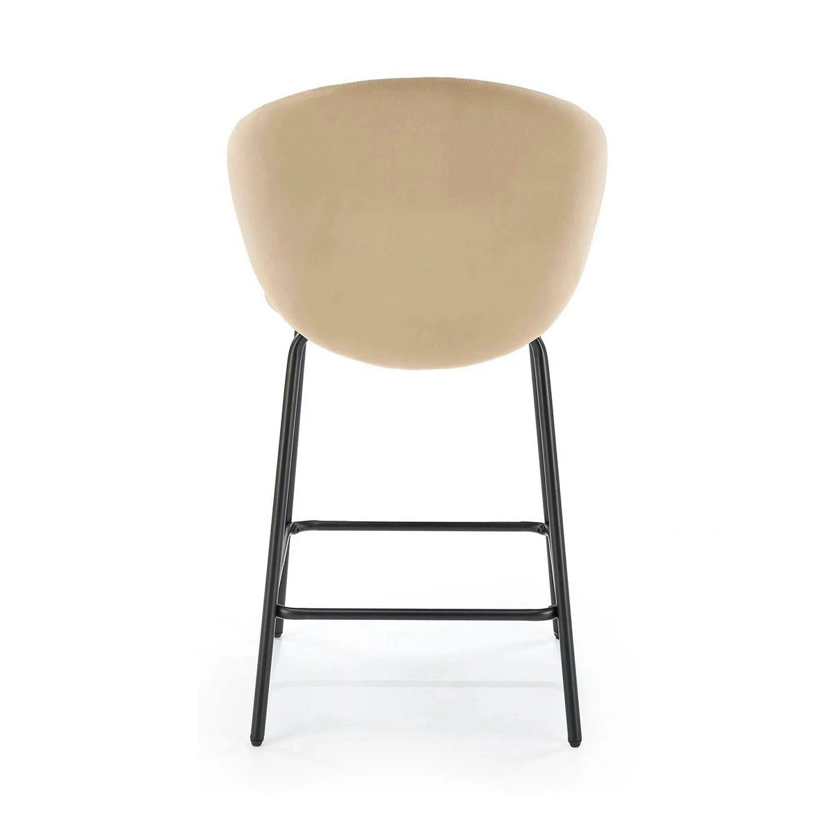 Scaun bar cu spatar inalt H121, bej - Mavel 38/negru, stofa catifelata/metal, 51x50x92 cm