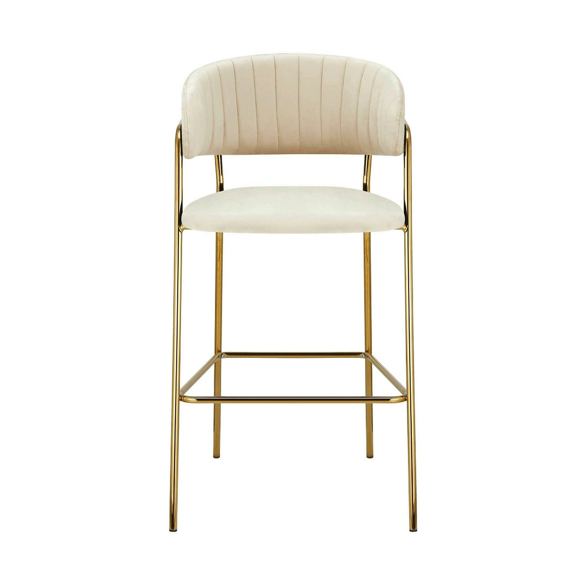 Scaun bar DASMIN TIP 2, bej/auriu, stofa catilfelata/metal, 54x54x109 cm