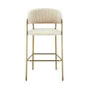 Scaun bar DASMIN TIP 2, bej/auriu, stofa catilfelata/metal, 54x54x109 cm
