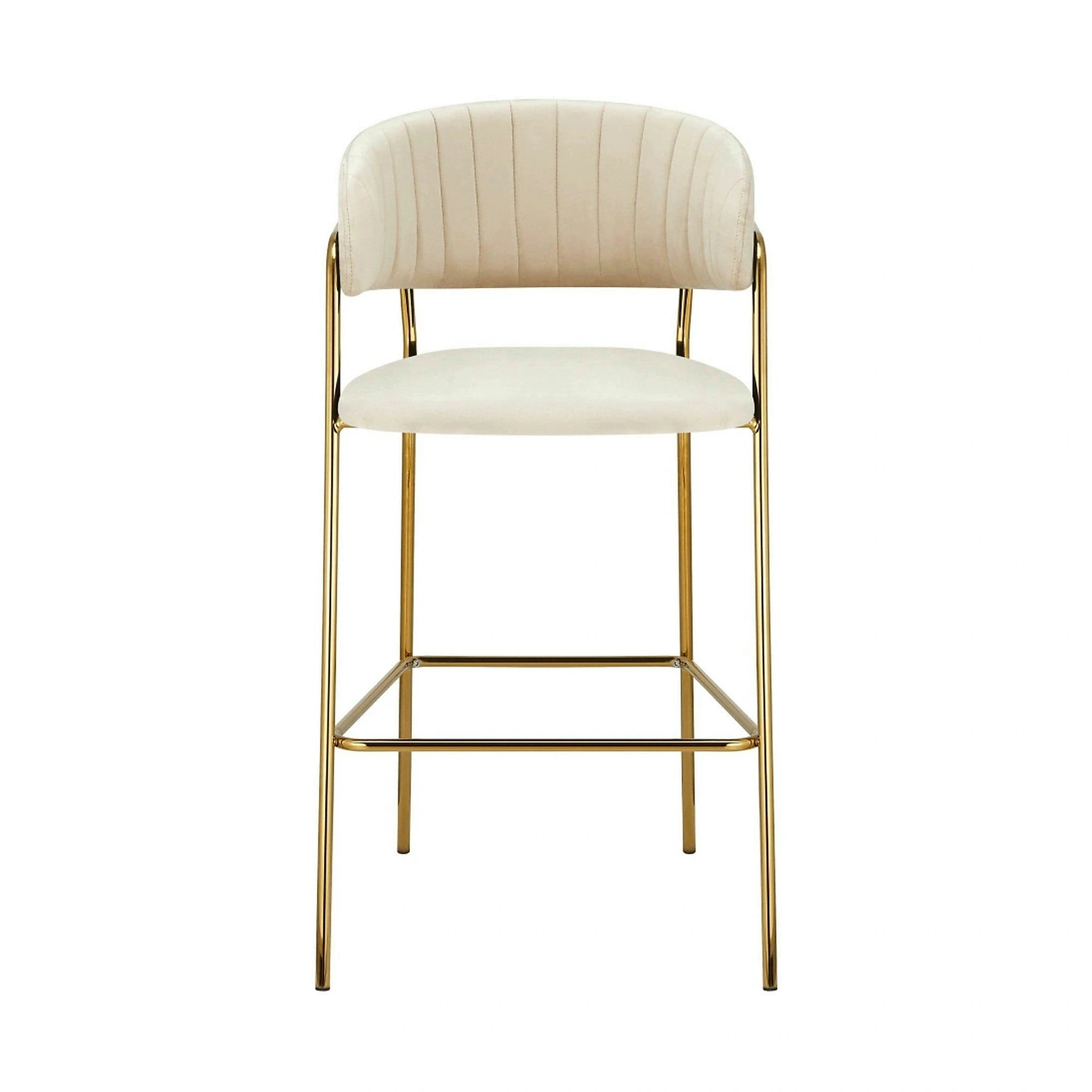Scaun bar DASMIN TIP 2, bej/auriu, stofa catilfelata/metal, 54x54x109 cm