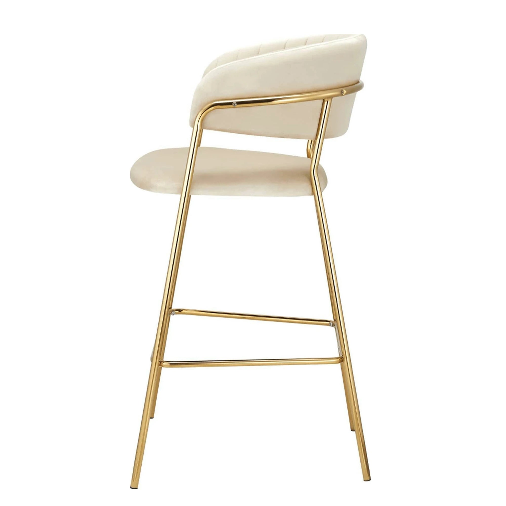 Scaun bar DASMIN TIP 2, bej/auriu, stofa catilfelata/metal, 54x54x109 cm