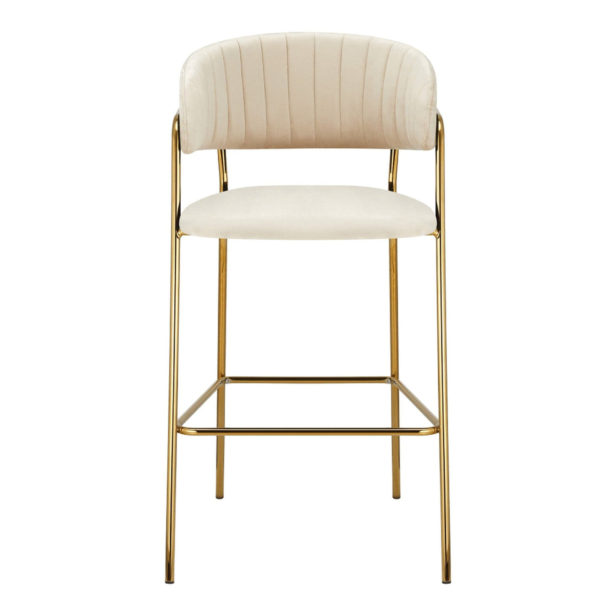 Scaun bar DASMIN TIP 2, bej/auriu, stofa catilfelata/metal, 54x54x109 cm