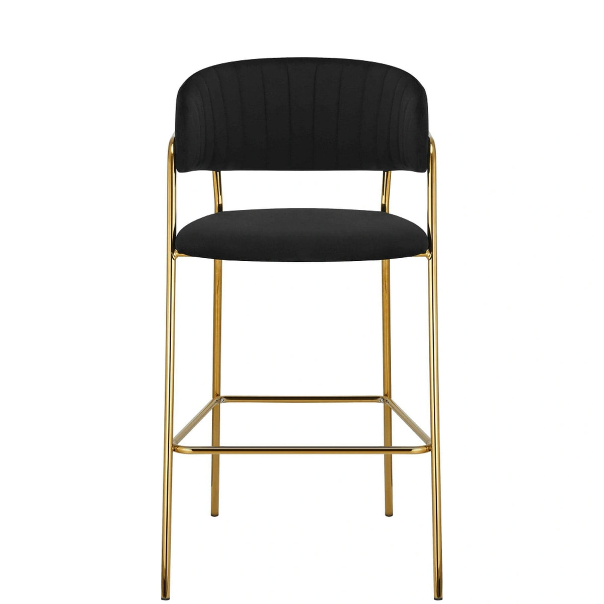 Scaun bar DASMIN TIP 2, negru/auriu, stofa catifelata/metal, 54x54x109 cm