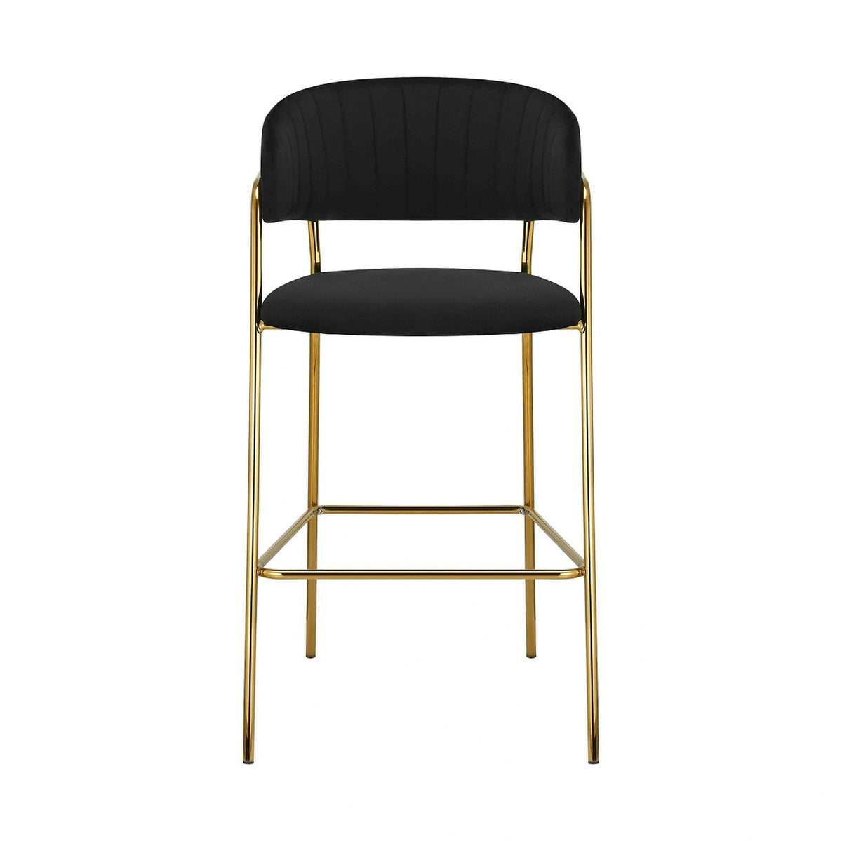 Scaun bar DASMIN TIP 2, negru/auriu, stofa catifelata/metal, 54x54x109 cm