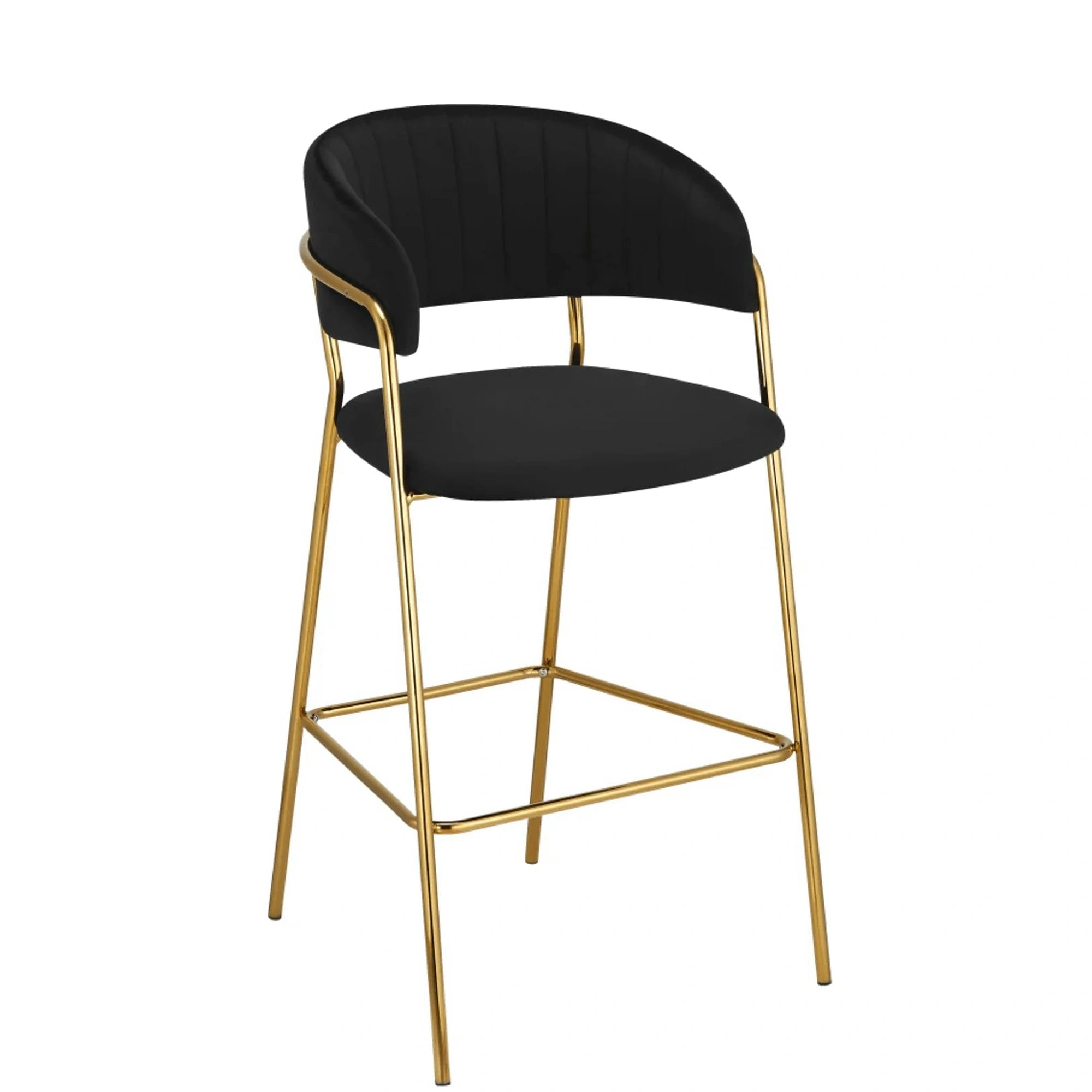Scaun bar DASMIN TIP 2, negru/auriu, stofa catifelata/metal, 54x54x109 cm