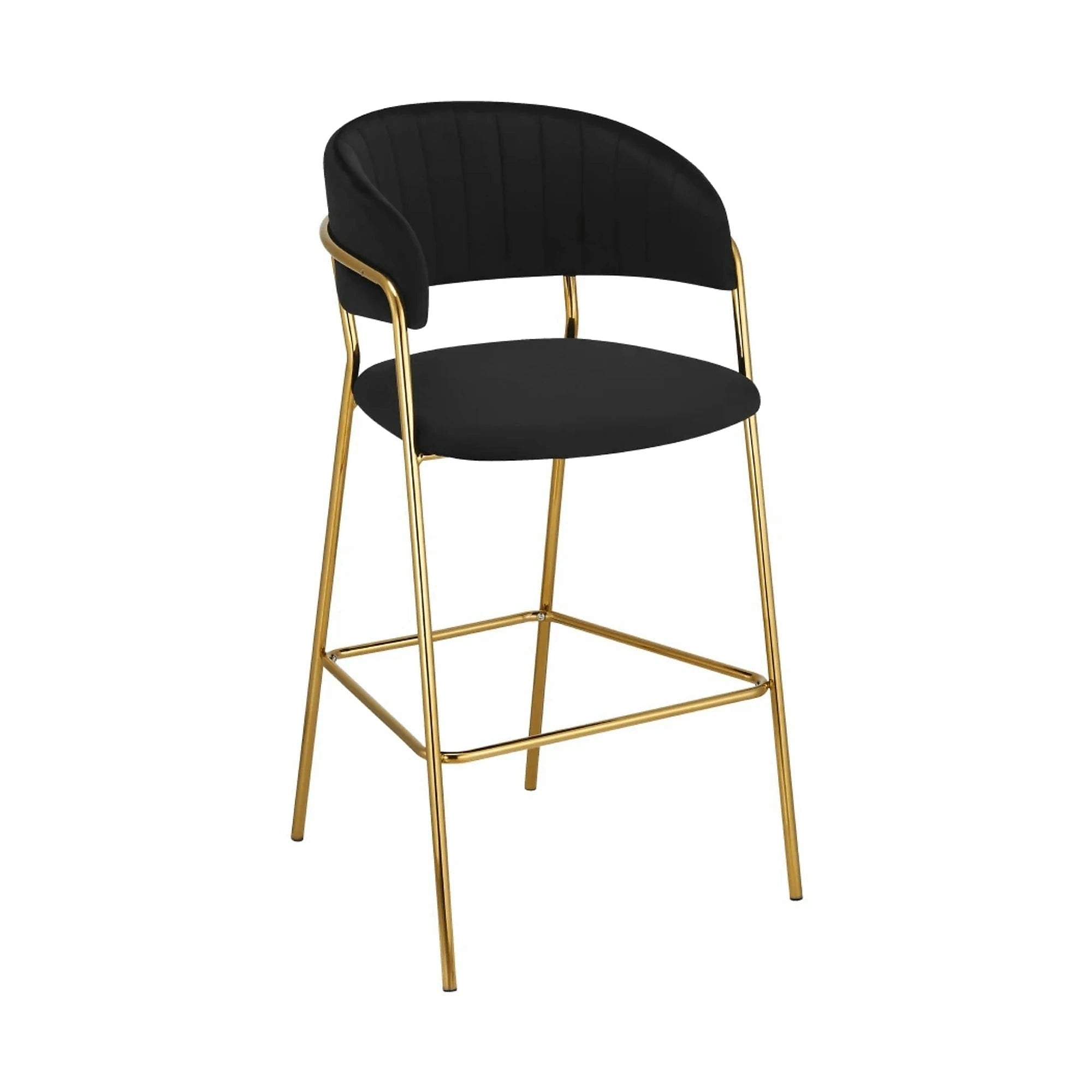 Scaun bar DASMIN TIP 2, negru/auriu, stofa catifelata/metal, 54x54x109 cm