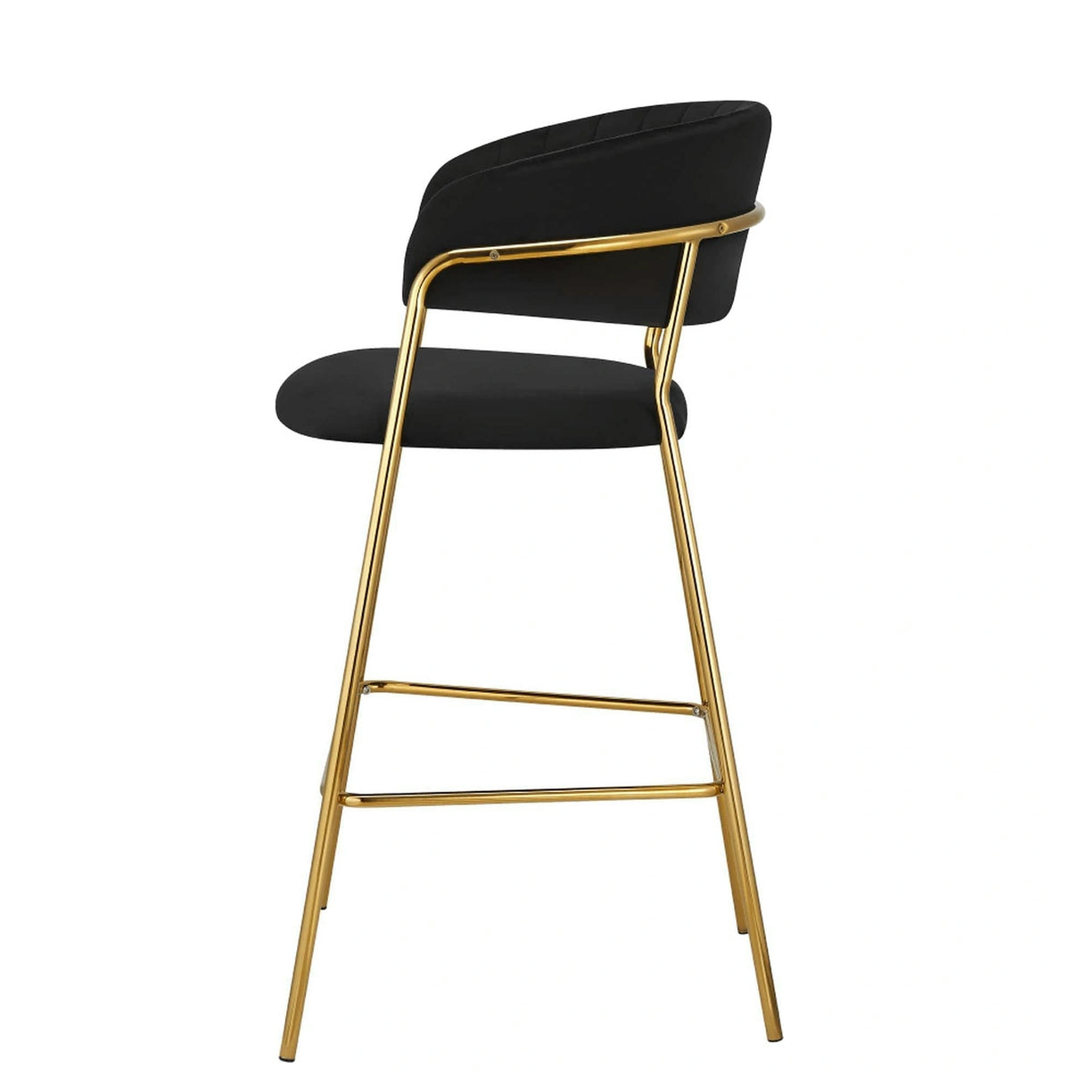 Scaun bar DASMIN TIP 2, negru/auriu, stofa catifelata/metal, 54x54x109 cm