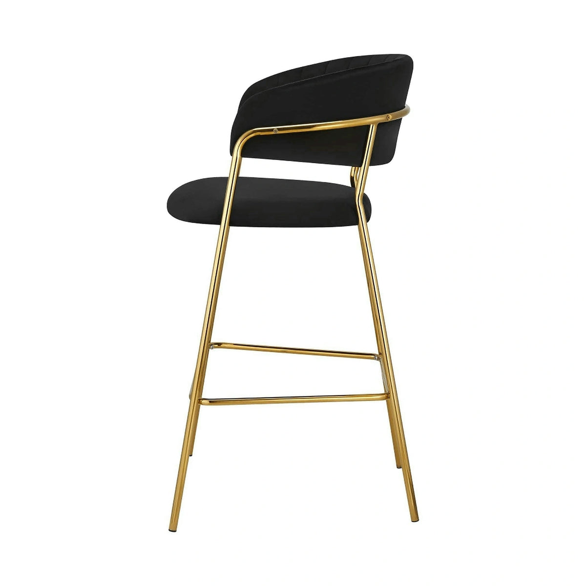 Scaun bar DASMIN TIP 2, negru/auriu, stofa catifelata/metal, 54x54x109 cm