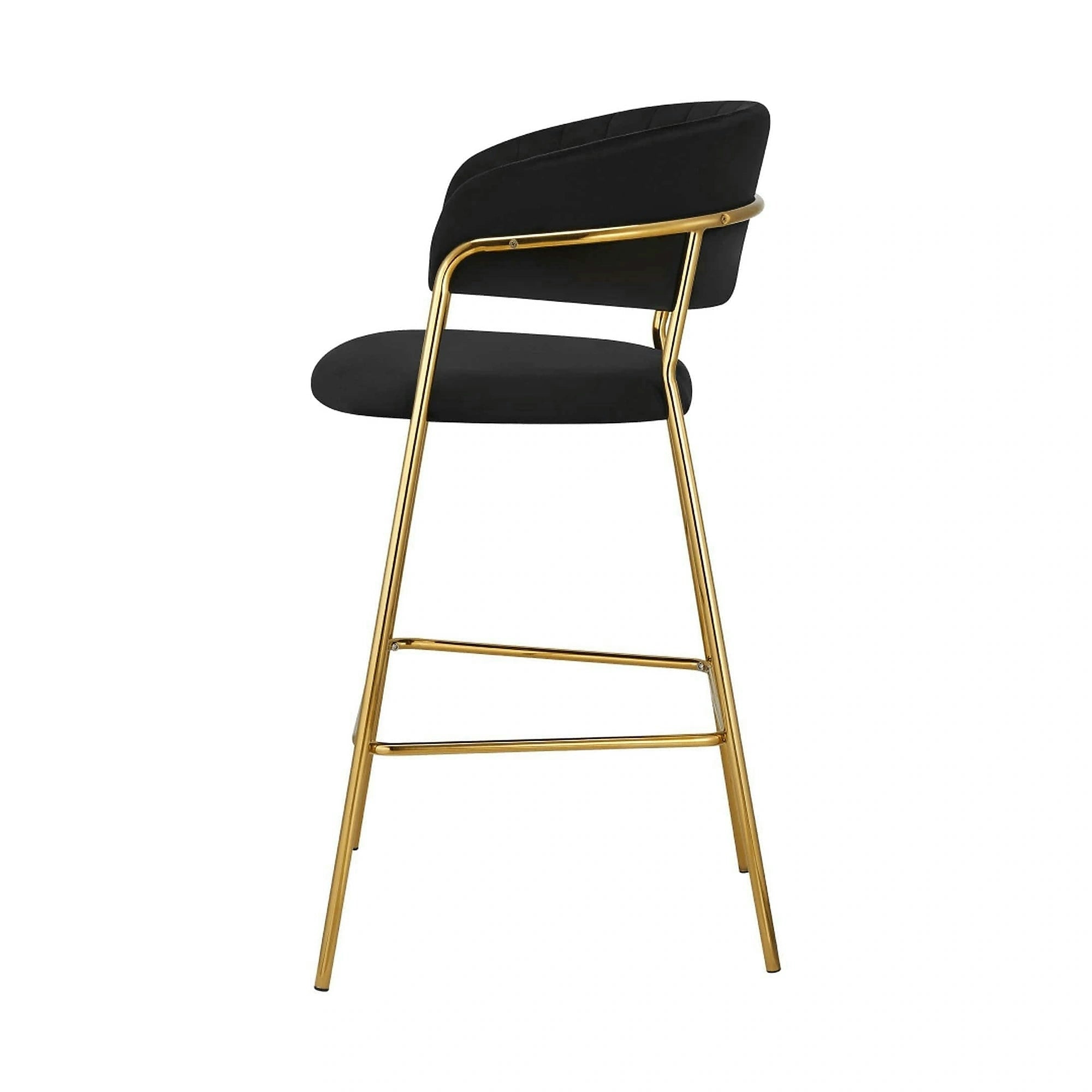 Scaun bar DASMIN TIP 2, negru/auriu, stofa catifelata/metal, 54x54x109 cm