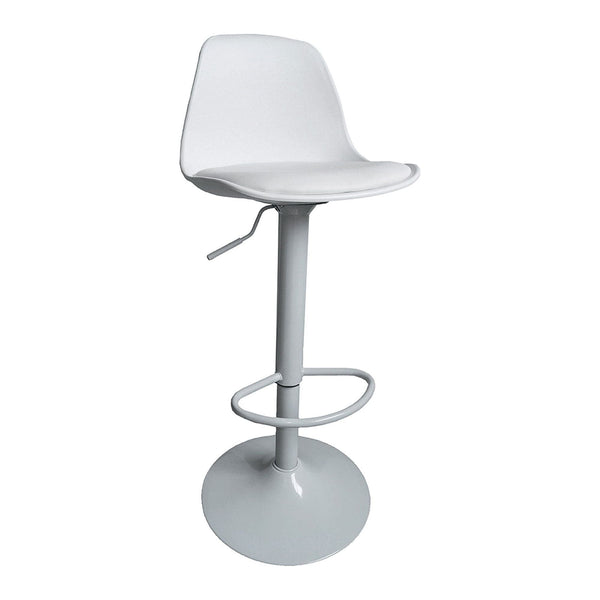 Scaun bar DOBBY, alb, piele ecologica/metal, 38x39x84/104 cm