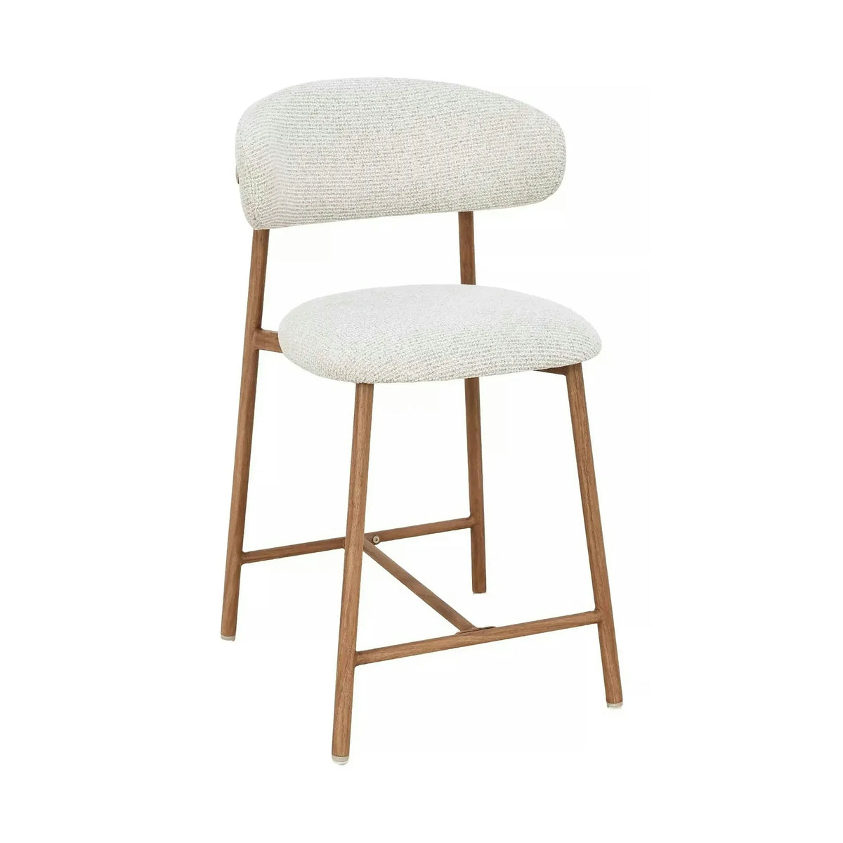 Scaun bar ELTON H-2, bej deschis/stejar, stofă/metal, 43x45x91 cm